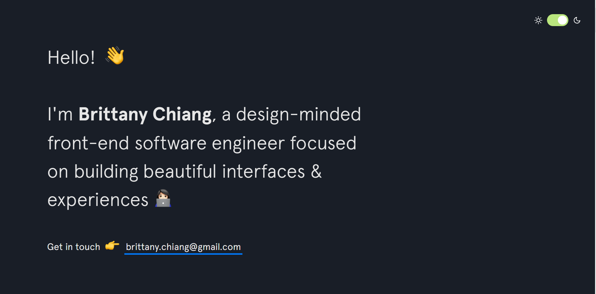 Brittany Chiang's UX Engineer porfolio