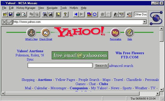 Yahoo's website in 1995